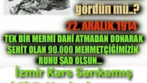 BAŞKAN EROL TOPÇU'NUN ŞARIKAMIŞ ŞEHİTLERİNİ ANMA MESAJI
