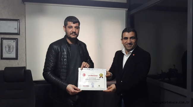 EGE TATVAN DERNEĞİ BAŞKANI SAYIN SAMET KOÇ ÖDÜLÜNÜ ALDI