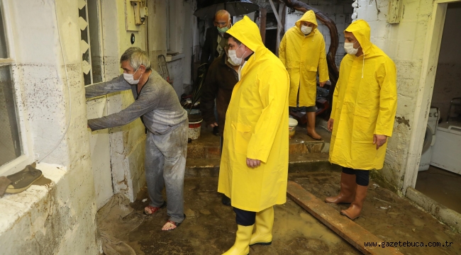 Başkan Kılıç sel felaketine karşı A takımıyla sahada