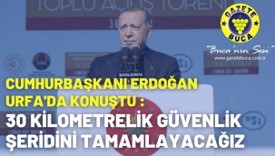 Cumhurbaşkanı Erdoğan, Urfa'da konuştu: 30 kilometrelik güvenlik şeridini tamamlayacağız