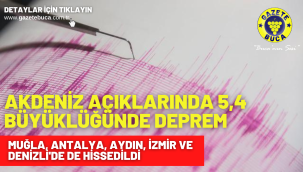 Akdeniz açıklarında 5,4 büyüklüğünde deprem