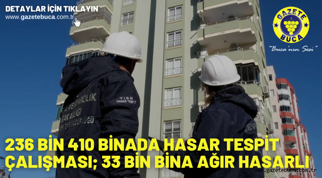 236 bin 410 binada hasar tespit çalışması; 33 bin bina ağır hasarlı