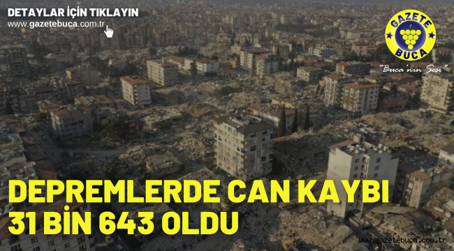 Depremlerde can kaybı 31 bin 643 oldu