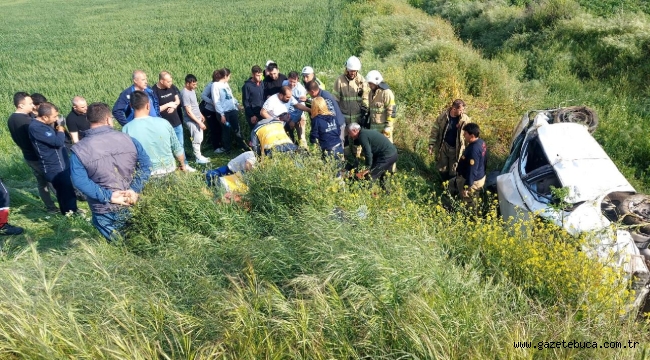 İzmir'de takla atan otomobildeki 1 kişi hayatını kaybetti