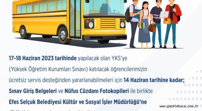 YKS'YE GİRECEK ÖĞRENCİLERE ULAŞIM DESTEĞİ