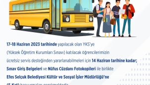 YKS'YE GİRECEK ÖĞRENCİLERE ULAŞIM DESTEĞİ